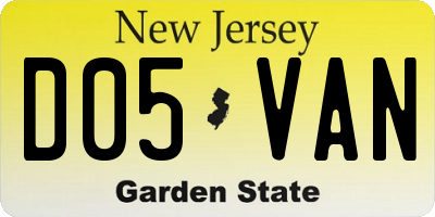 NJ license plate D05VAN