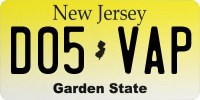NJ license plate D05VAP