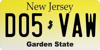 NJ license plate D05VAW