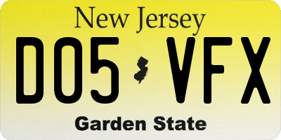 NJ license plate D05VFX