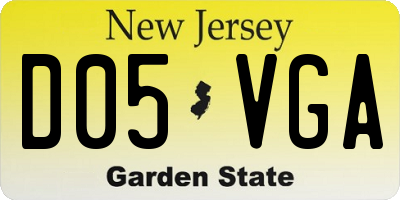 NJ license plate D05VGA