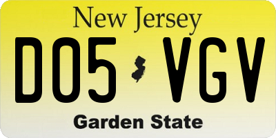 NJ license plate D05VGV