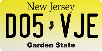 NJ license plate D05VJE