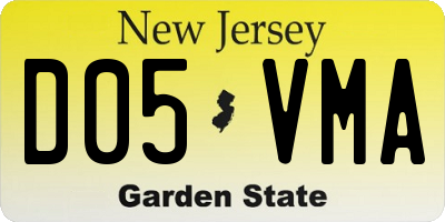 NJ license plate D05VMA