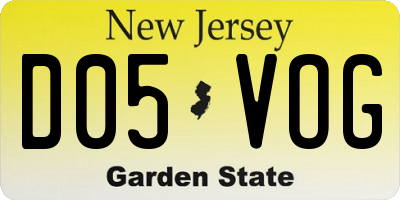 NJ license plate D05VOG