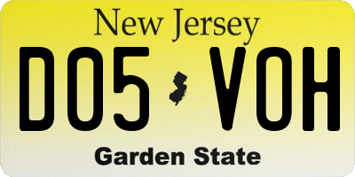NJ license plate D05VOH