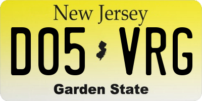 NJ license plate D05VRG
