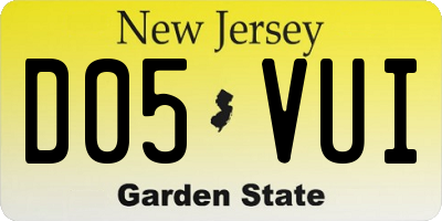 NJ license plate D05VUI