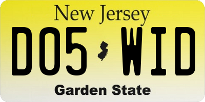 NJ license plate D05WID