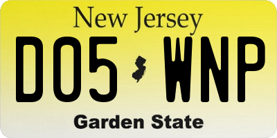 NJ license plate D05WNP