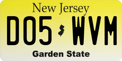 NJ license plate D05WVM