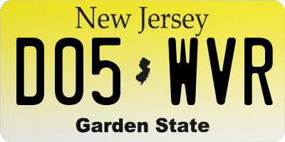 NJ license plate D05WVR
