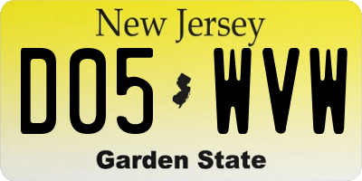 NJ license plate D05WVW