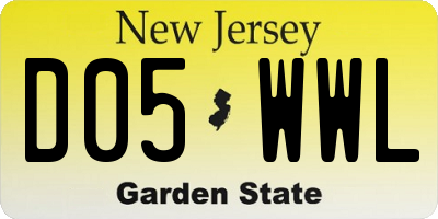 NJ license plate D05WWL
