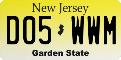 NJ license plate D05WWM