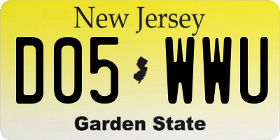 NJ license plate D05WWU