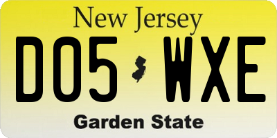 NJ license plate D05WXE
