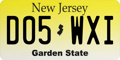 NJ license plate D05WXI