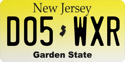 NJ license plate D05WXR