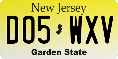 NJ license plate D05WXV