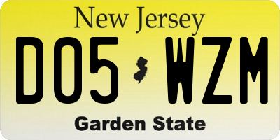 NJ license plate D05WZM