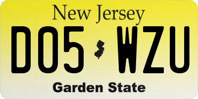 NJ license plate D05WZU
