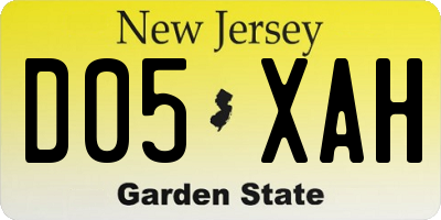 NJ license plate D05XAH