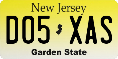 NJ license plate D05XAS