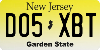 NJ license plate D05XBT