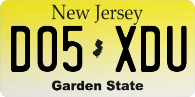 NJ license plate D05XDU