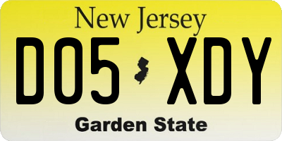 NJ license plate D05XDY