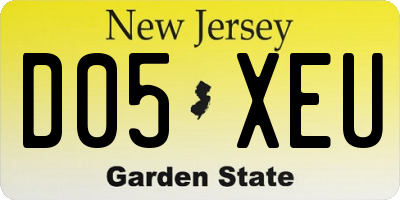 NJ license plate D05XEU