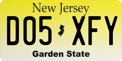 NJ license plate D05XFY