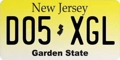 NJ license plate D05XGL
