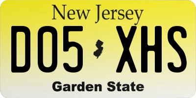 NJ license plate D05XHS