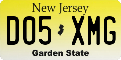 NJ license plate D05XMG