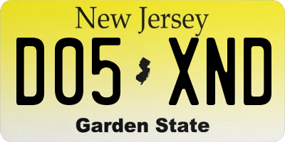 NJ license plate D05XND