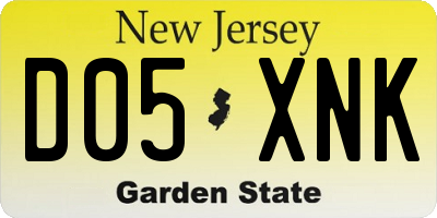 NJ license plate D05XNK
