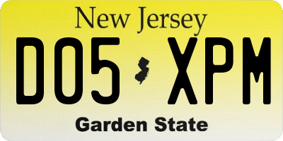 NJ license plate D05XPM