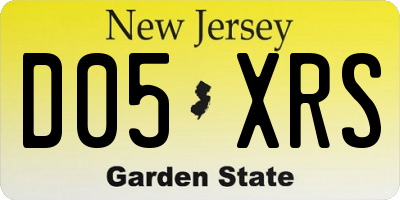 NJ license plate D05XRS
