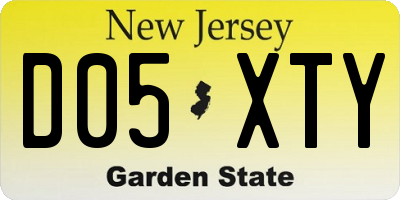 NJ license plate D05XTY