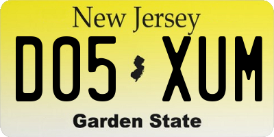 NJ license plate D05XUM