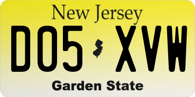 NJ license plate D05XVW