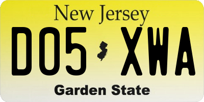 NJ license plate D05XWA