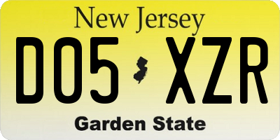 NJ license plate D05XZR