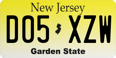 NJ license plate D05XZW