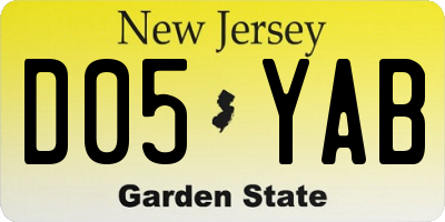 NJ license plate D05YAB