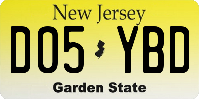 NJ license plate D05YBD