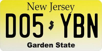 NJ license plate D05YBN