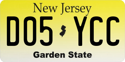 NJ license plate D05YCC